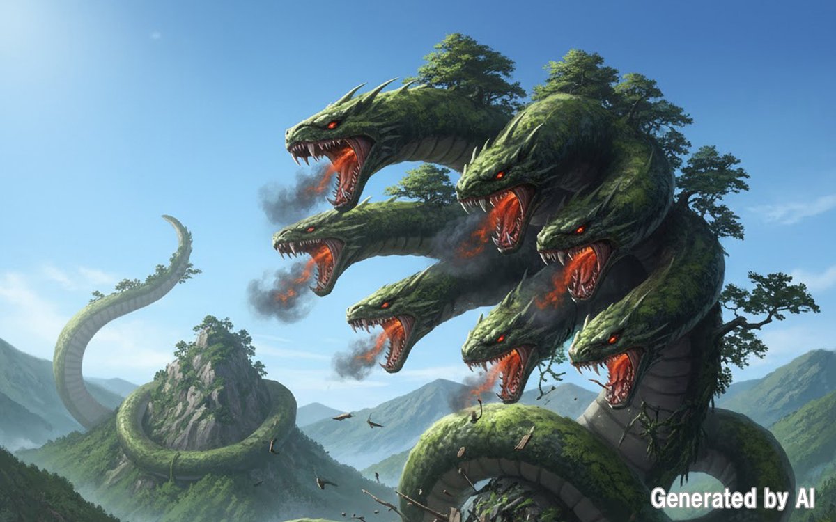 ヤマタノオロチ（八岐大蛇） 8つの頭と尾を持つ巨大な怪蛇 #島根県