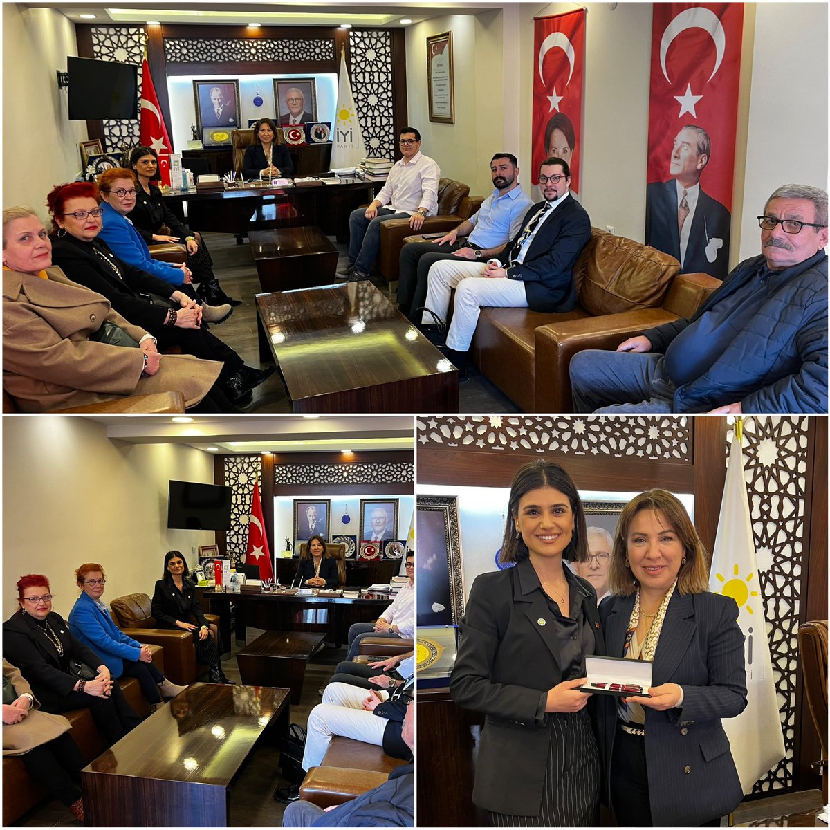 İl Başkanımız Sn. Ülkü Doğan’ı ziyarette bulunan, Milliyetçi Kongre Derneği, İzmir İl temsilcisi Sn. Kadriye Mintaş ,Üyeler ; Sn.Davut İlhan ,Sn.Kadir Çağdaş Cengiz,Sn. M. Ali Dursun,Sn.Ahmet Karakuş ,Sn.Ayşe Nil Tortoç, Sn. Jülide Sitare Başaran,Sn. Şen Sertçakar ,Sn.Nazan