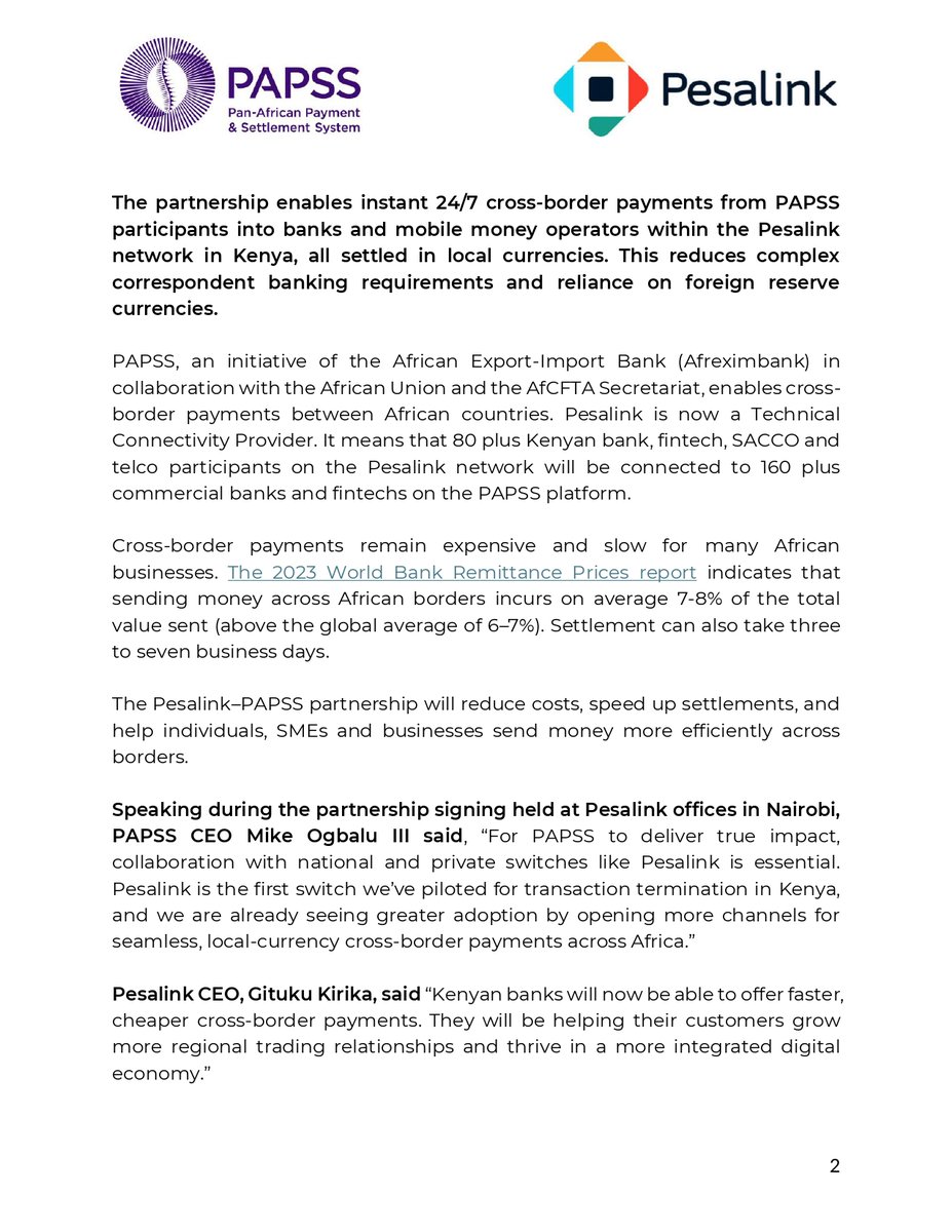 Pan-African Payment And Settlement System - PAPSS tweet media