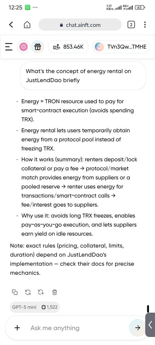 <a href="/DeFi_JUST/">JUST DAO</a> <a href="/TronLinkWallet/">TronLink</a> <a href="/BinanceWallet/">Binance Wallet</a> <a href="/TokenPocket_TP/">TokenPocket</a> I tested two of the top AI models on the AINFT platform: Claude Opus 4.6 vs GPT-5 mini.  Prompt: What's the concept of energy rental on JustLendDao 

<a href="/0xDayv/">0xD∆YV</a> <a href="/Kelechiweb/">The Blockchain Bard</a> <a href="/Yhutiee_dev/">Ut</a> 

Claude Opus 4.6 won because it broke down it's answer for easy understanding 

#AINFTMEGADrop