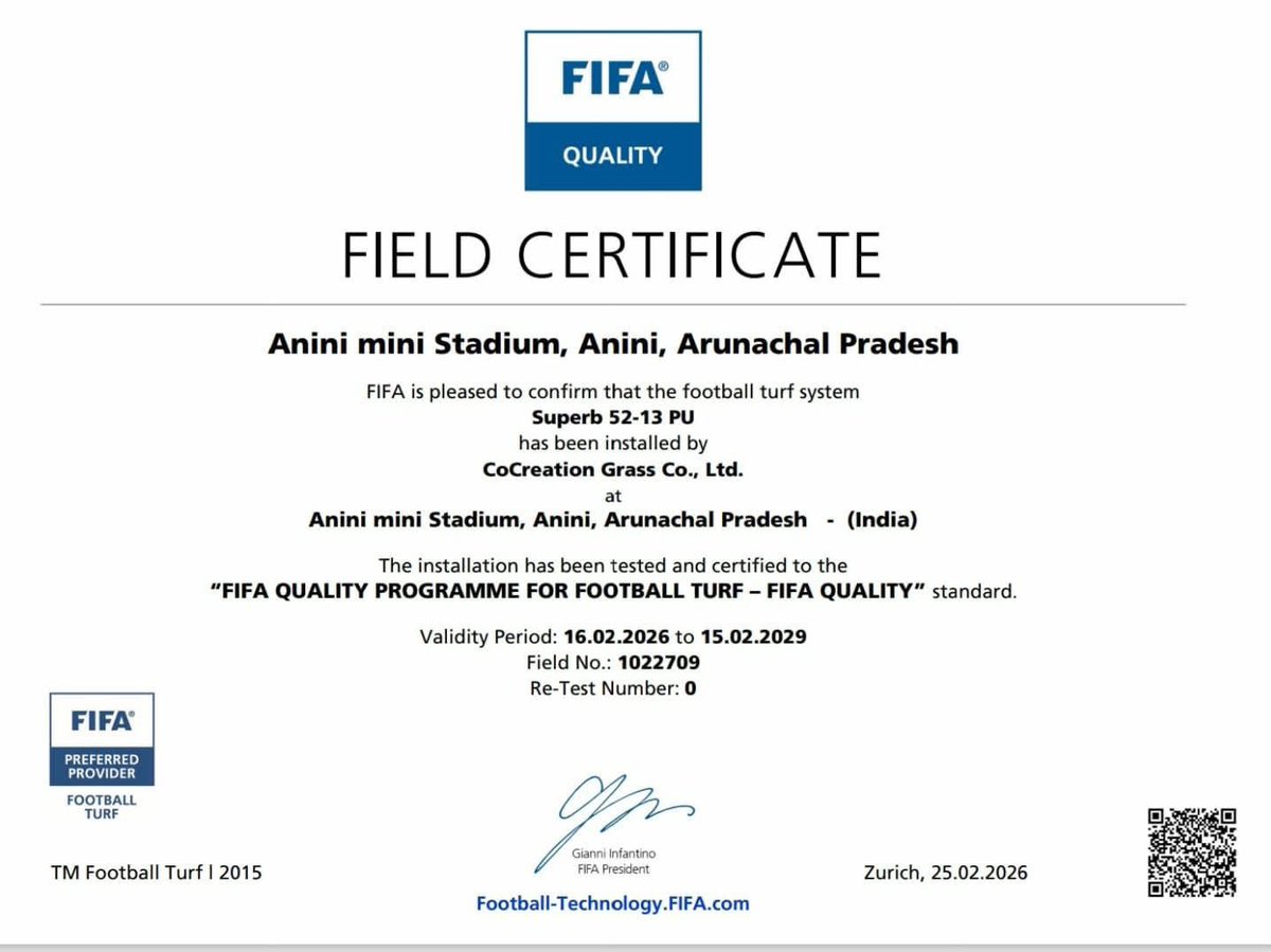 AP_Diaries's tweet photo. Huge achievement for Arunachal Pradesh! ๐ The Anini Mini Stadium in Dibang Valley is now FIFA certified, setting a new benchmark for sports infrastructure in the region. ๐โฝ
#FIFAQuality #AniniMiniStadium #SportsInfrastructure #ArunachalPride #Football https://t.co/cTOXetMF0v