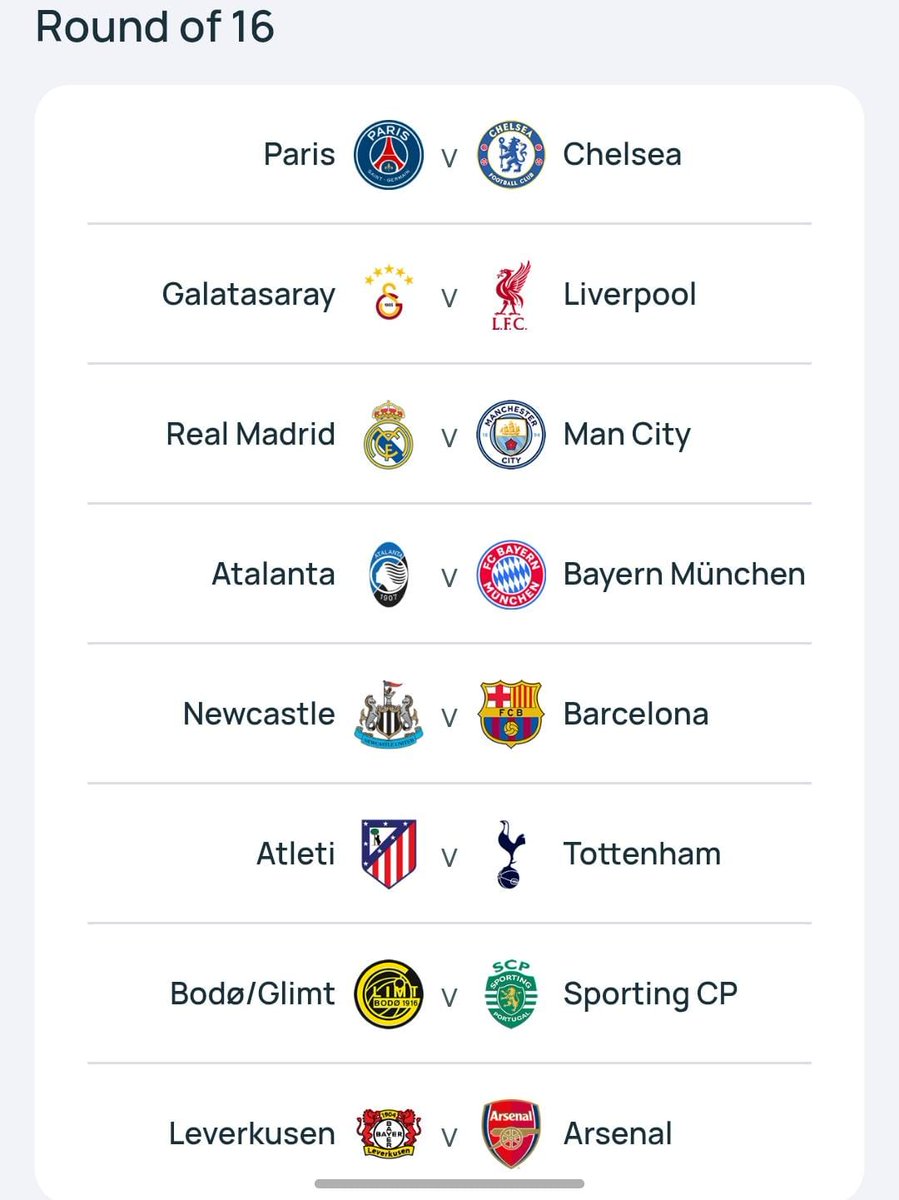 PremierBetTZ's tweet photo. Hatua ya 16 bora ya UEFA CHAMPIONS LEAGUE imeshatoka

Je unaiona timu yako ikisonga mbele hatua inayofuata?

#UCL2026 https://t.co/Z36BTJLxOX
