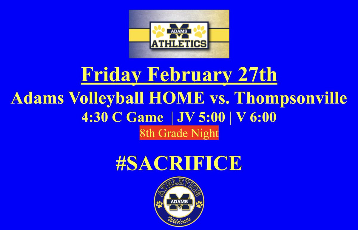 Adams_Wildcats's tweet photo. 🏐 Go Wildcats! 🏐 https://t.co/GKcVWyeWE2