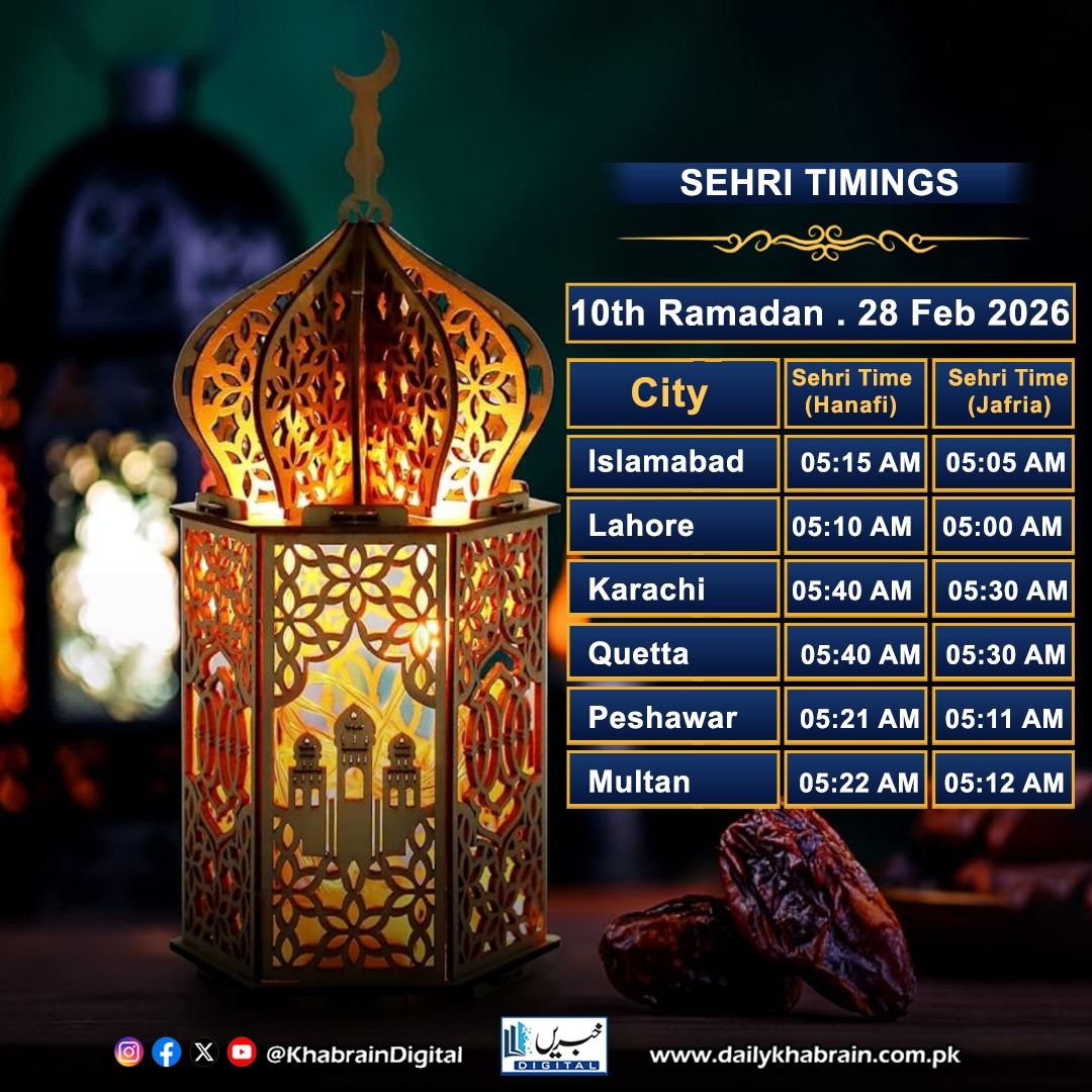 daily_khabrain's tweet photo. Sehri Timing
#khabraindigital #Ramadan #SehriTime #Suhoor #RamadanTimings #FastingMonth #Ramadan2026 https://t.co/U2qjhFzyQ2