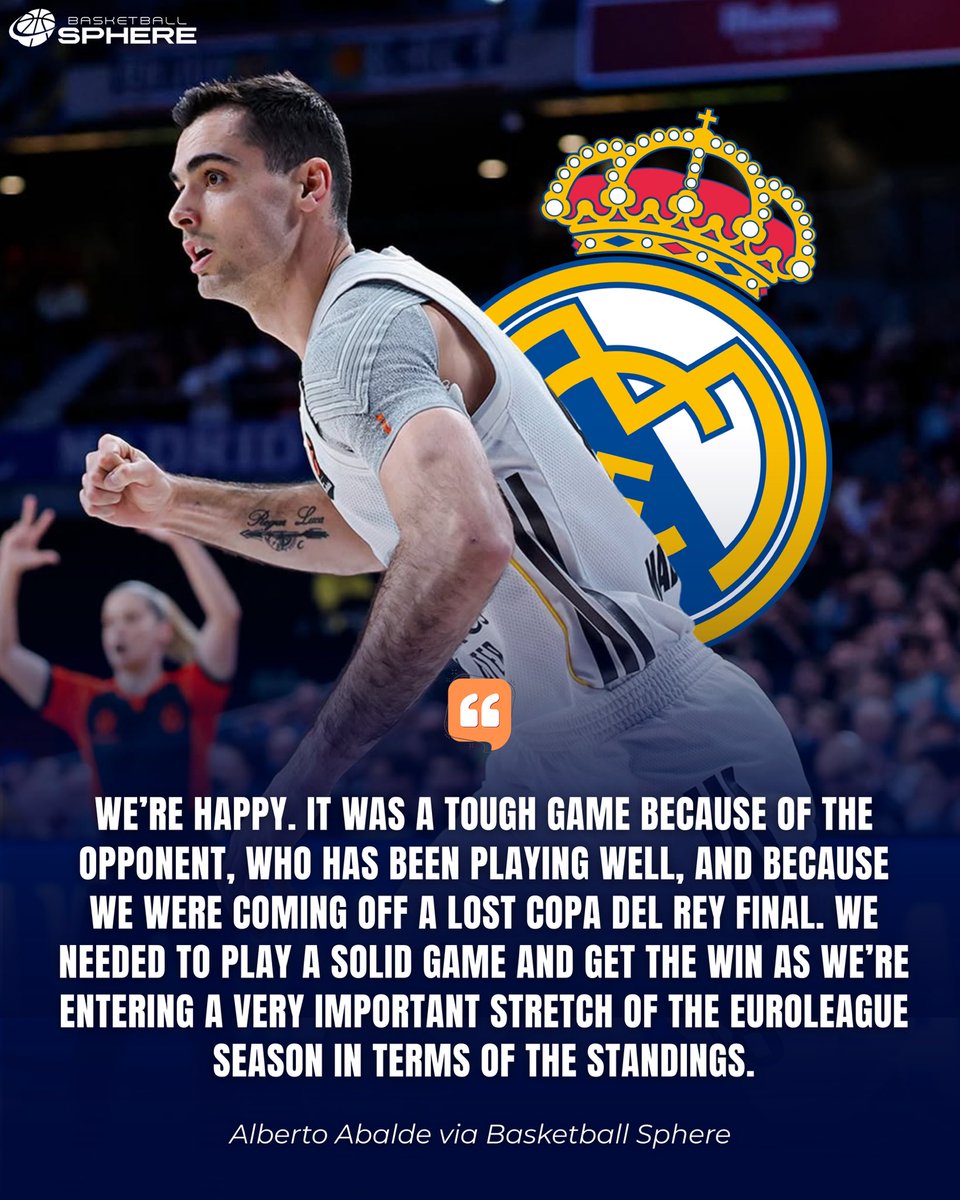 🗣️ Alberto Abalde, a player for Real Madrid, spoke to our portal following the EuroLeague victory over Bayern. 

#EuroLeague