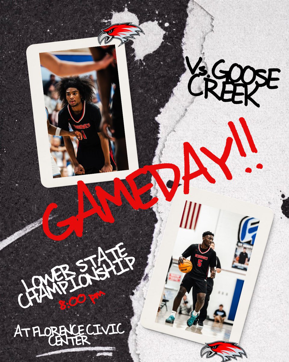 RedhawkMBB's tweet photo. WAKE UP, It’s GAMEDAY

LOWER STATE CHAMPIONSHIP 
🆚 Goose Creek     
🕠: 8:00 PM
📍Florence Civic Center      

#TheBrotherhood ❤️🖤 https://t.co/JyGlbPRLt0