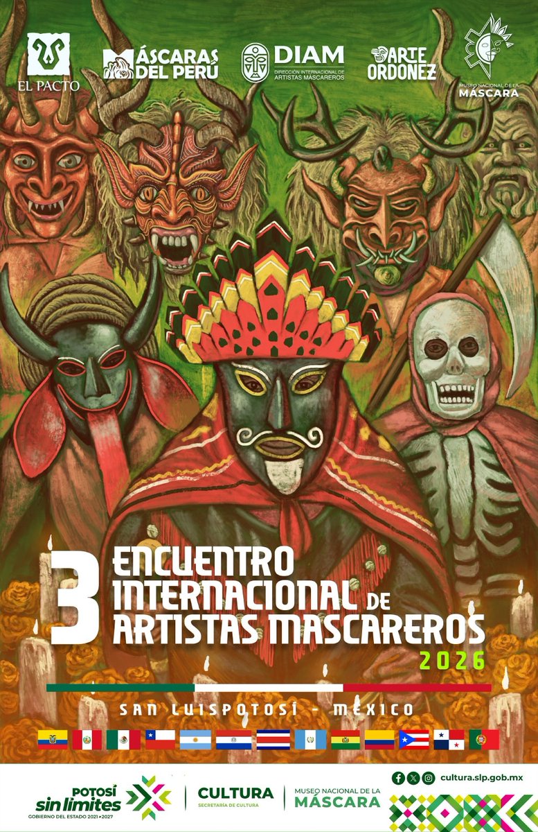 En el Museo de la Máscara el III Encuentro Internacional de Artistas Mascareros 2026, del 22 al 31 de octubre en la ciudad de #SanLuisPotosí