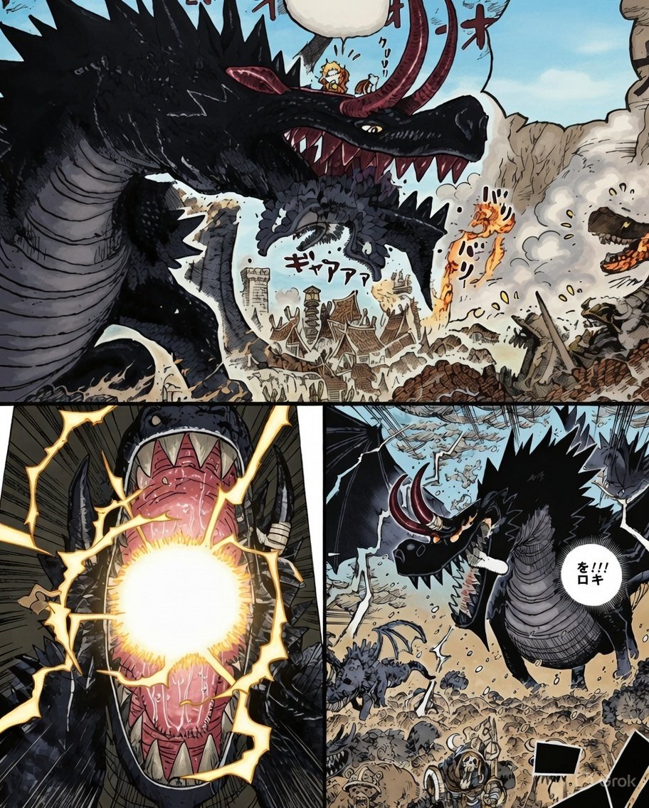 KaijuCortex's tweet photo. #ONEPIECE1175 
DRAGON LOKI 🔥🥶😱
JUST LOOK AT HIM 🤯
EVEN THE DREAM MONSTERS ARE AFRAID OF HIM 😂 

#ONEPIECE https://t.co/33iA95Cbk9