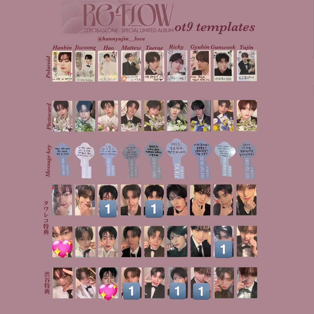 ZEROBASEONE ZB1 RE-FLOW トレカ ラキドロ 渋谷 特典 封入 交換 【譲