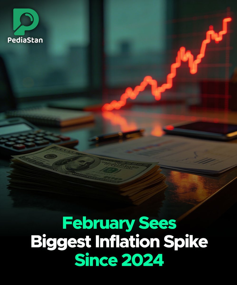 Pediastan's tweet image. Recent data shows Pakistan experiencing a sharp inflation increase in February 2026, following repeated spikes through 2025. 

#InflationPakistan #EconomicUpdate #PriceHike #CostOfLiving #pediastan