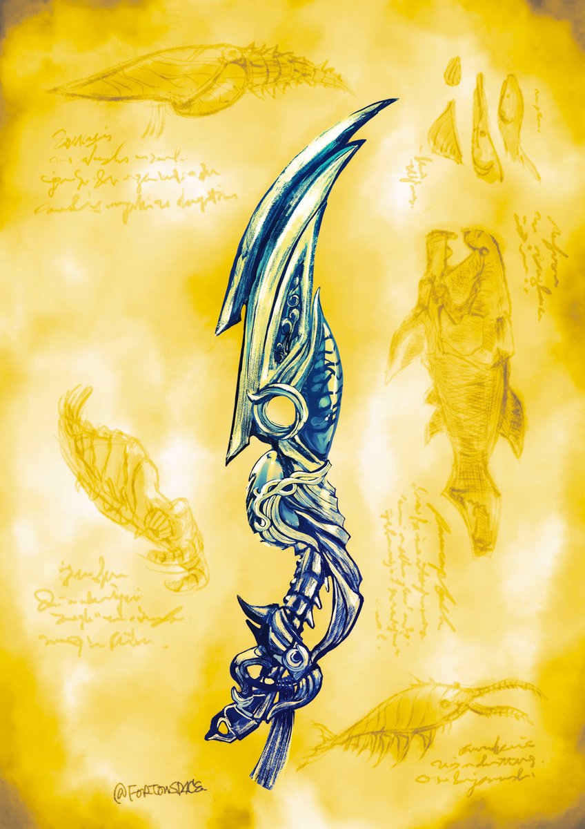 FortonGraph's tweet photo. 6. Close combat weapon
古代生物モチーフの接近戦用武器。でも持ちにくそうなのでたぶん祭事用
#forton_synapse #conceptart #DarkFantasy https://t.co/Xsayb5abf8