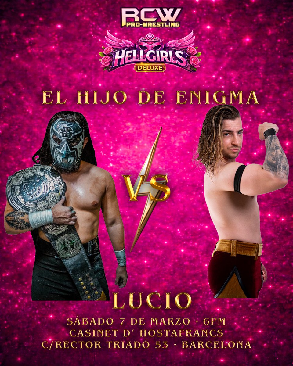 Por primera vez en Europa el título mundial de Espiritu Pro Wrestling Dojo de Puerto Rico estará en juego, y el Hijo del Enigma tendrá como rival a uno de los luchadores mas destacados de America Látina, Lucio.

Entradas a la venta en: eventbrite.es/e/entradas-rcw…

#wwe #rcw