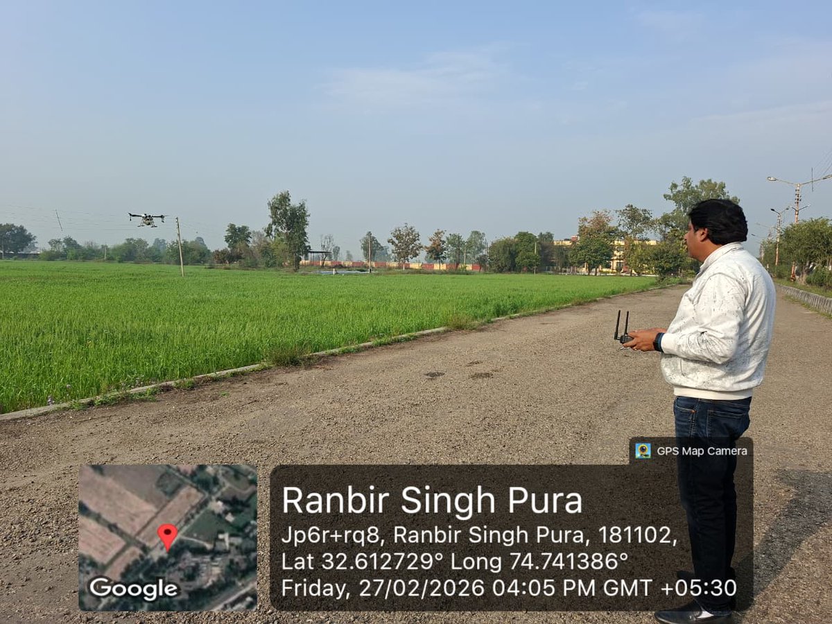 JammuKvk's tweet photo. Spraying of Nano Urea through Agrispray drone on Wheat Seed Crop atKVk Jammu@icarindia
@AgriGoI
@GoI_MeitY
#DigitalExtension #KVK #ICARRD20 #SKUASTJammu https://t.co/nxY3l4sdfS