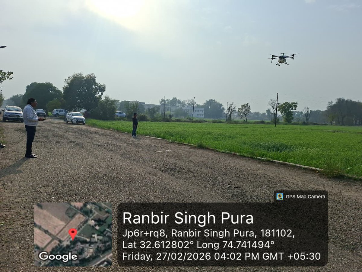 JammuKvk's tweet photo. Spraying of Nano Urea through Agrispray drone on Wheat Seed Crop atKVk Jammu@icarindia
@AgriGoI
@GoI_MeitY
#DigitalExtension #KVK #ICARRD20 #SKUASTJammu https://t.co/nxY3l4sdfS