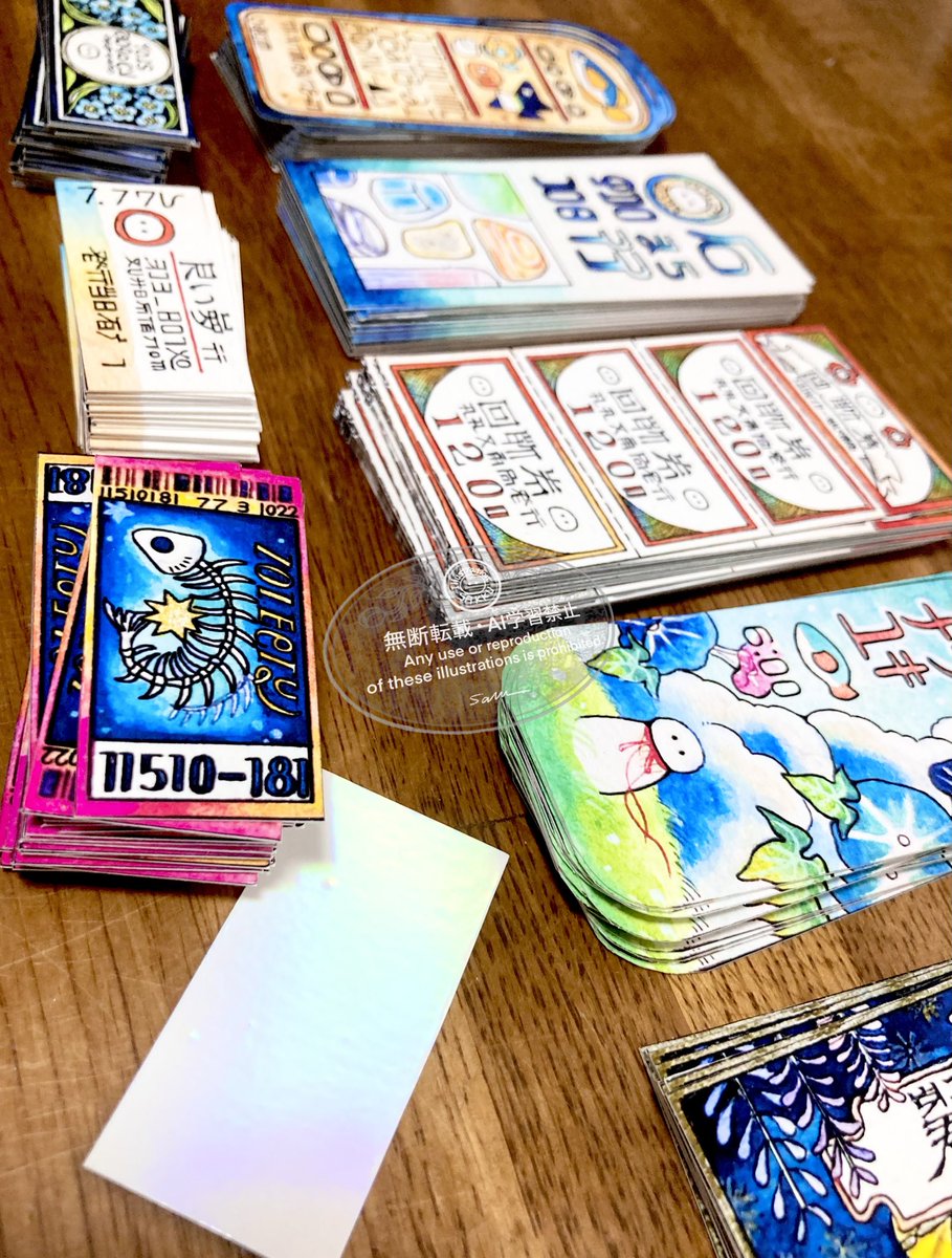 個展に合わせて新しい切符帳も作ります...！裏面ホロの切符もあります☺️