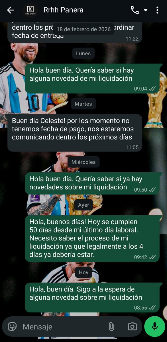Esto es PANERA ROSA.
Conocen Panera Rosa, esa cafetería pintoresca, tan reconocida y a la vez tan cara? Bueno, esto son ellos.
Con todos los empleados lo mismo.
Te tienen en negro, te forrean, te pagan $2  y el día que queres irte te dan vueltas para la liquidación.