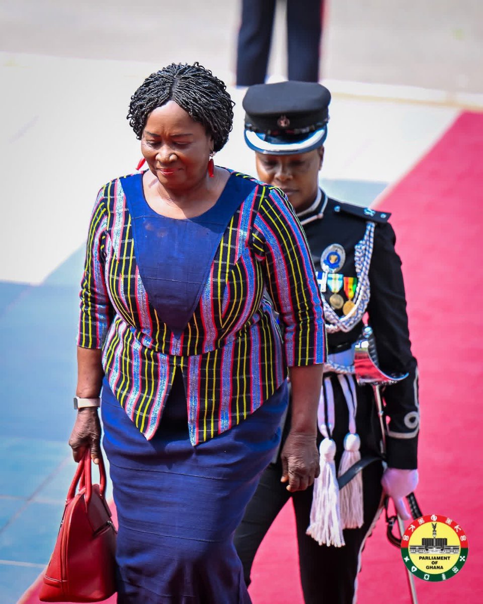 Vice President <a href="/NJOAgyemang/">Professor Naana Jane Opoku-Agyemang</a> arrives in style for SONA🇬🇭🙏🥰 #SONA2026