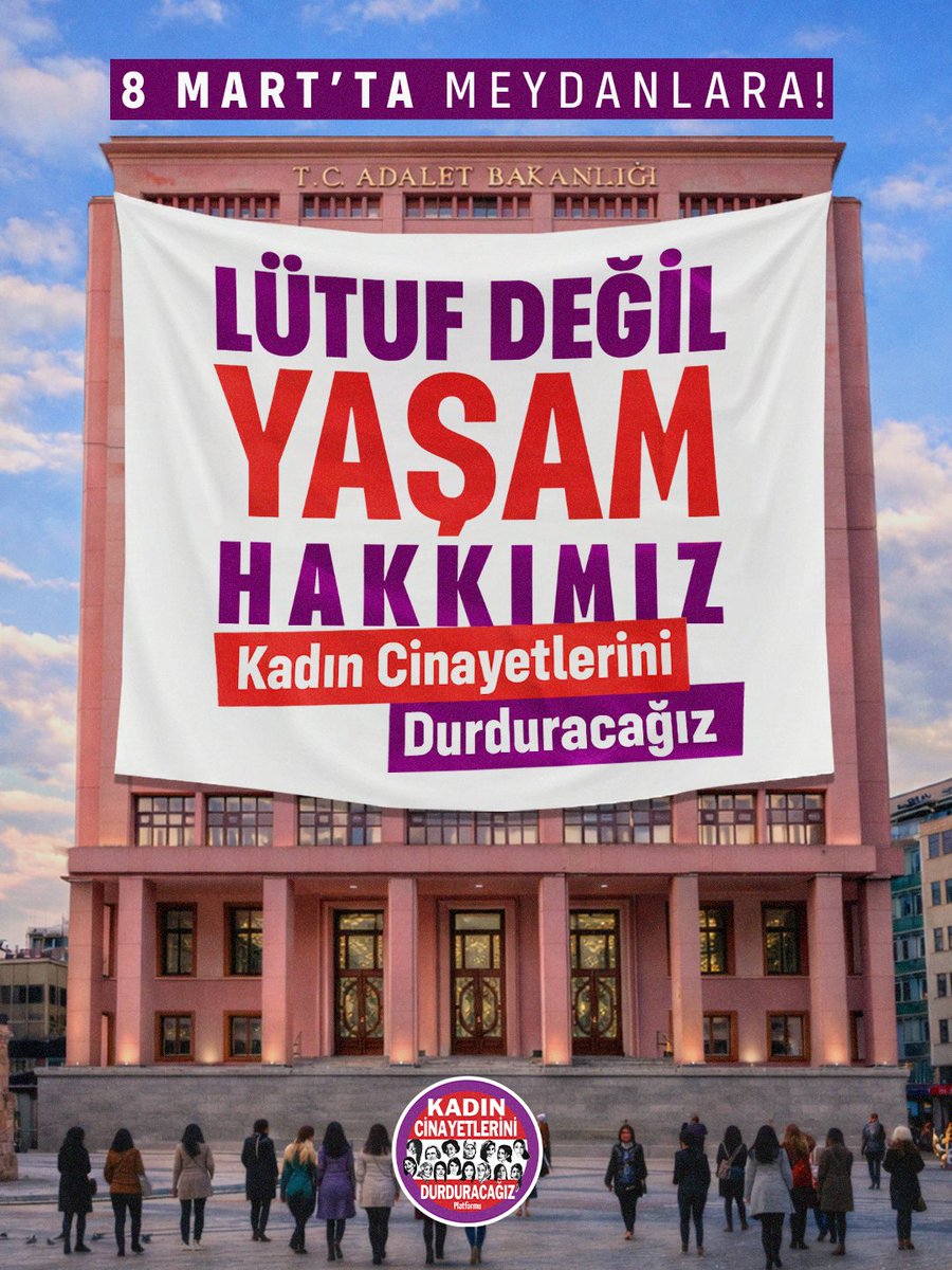 🟣 Lütuf Değil Yaşam Hakkımız
Kadın Cinayetlerini Durduracağız

​Tarihsel bir direnişin simgesi olan 8 Mart’ı, bugün her zamankinden de çok cepheli bir yaşam mücadelesinin ortasında karşılıyoruz. Kadınların yaşam hakkını korumayan, şüpheli kadın ölümlerini aydınlatmayan, failleri