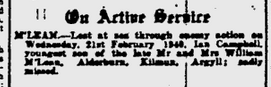 mapdevil's tweet image. Glasgow Herald, Tuesday 27th February 1940. On Active Service: Missing, PoWs, Repatriated, Deaths. #CWGC #WW2 #LestWeForget #ThisDayInHistory