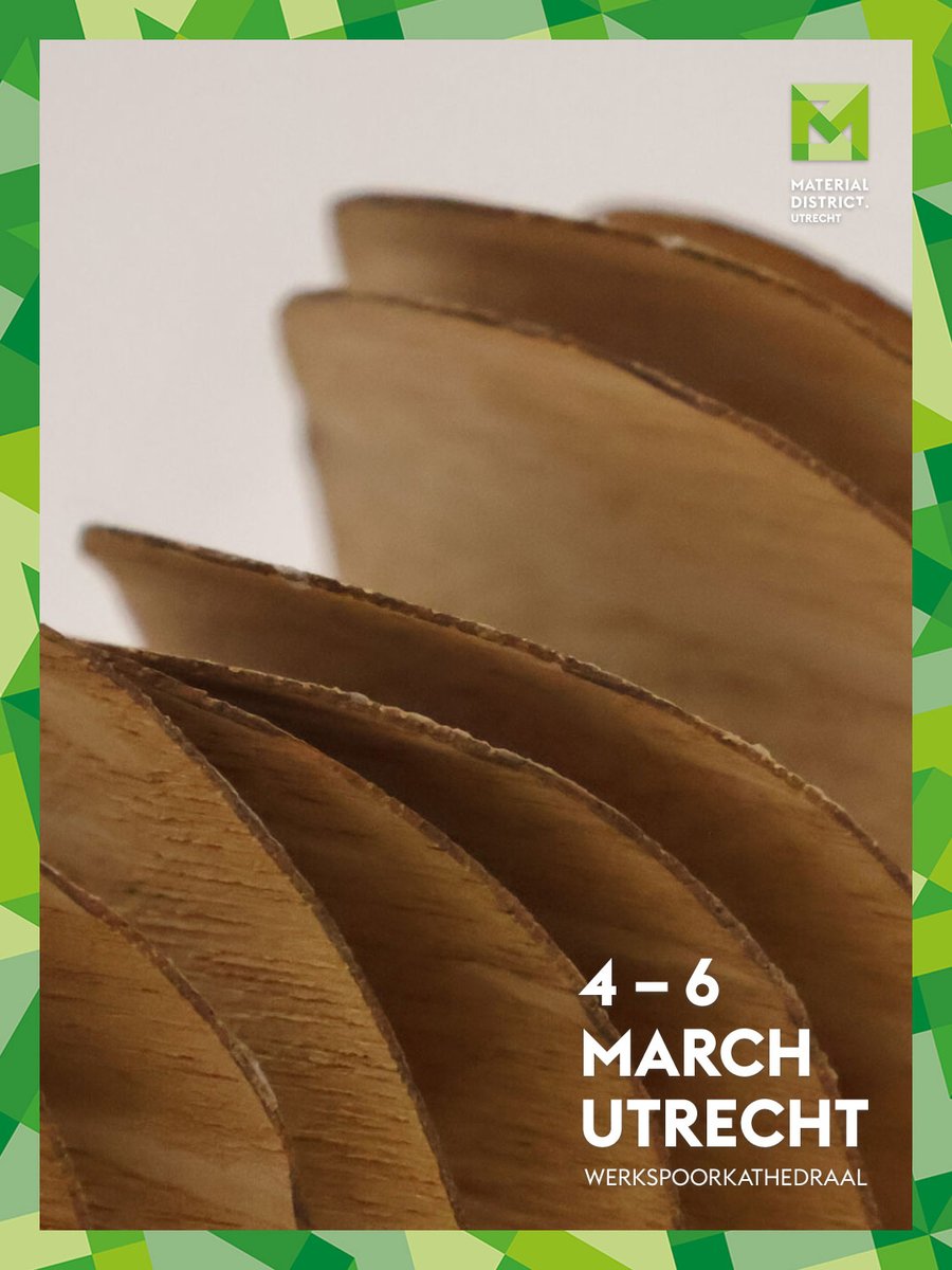 materialdistrct's tweet image. Material of the day: Moisture-responsive Wood Veneer 🌬️🌳
By Ruby Castens (TU Delft), this oak veneer bends with changing humidity through a passive bilayer structure.

Discover it at MaterialDistrict Utrecht (4–6 March 2026). 🎟️

#MaterialoftheDay #Material