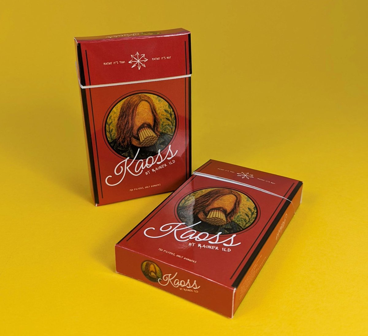 BandCDs's tweet photo. Here we have some more cigarette packs! These were made for 'Rainer Ild - Kaoss' 🔥 https://t.co/oKz84wKA4k