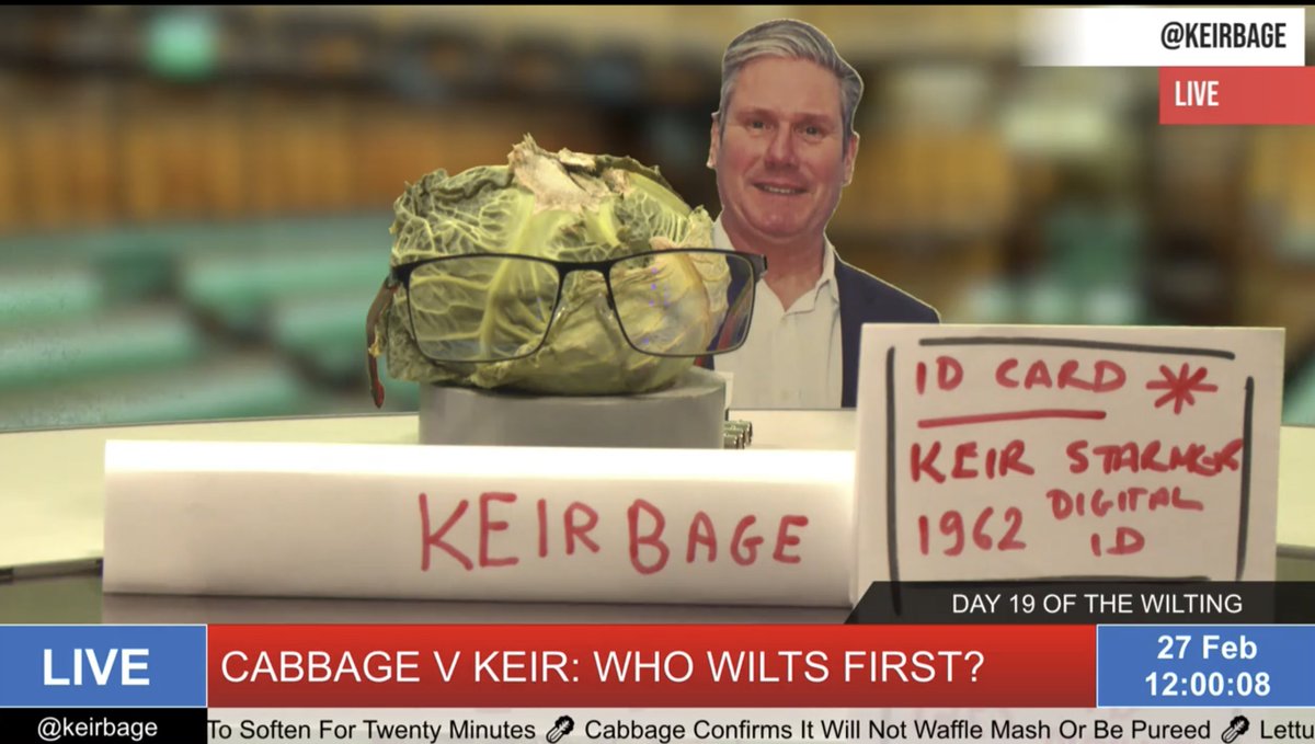 savejurytrials's tweet photo. The cabbage hasn't even started to smell yet, but Keir’s 13,000-vote majority is already compost. 🥬

Third place in Gorton. Behind the Greens. Behind Reform.

At this rate, the cabbage isn’t just winning the livestream—it’s actually more likely to hold its deposit in a North West seat. #GortonAndDenton  #StarmerOutNow