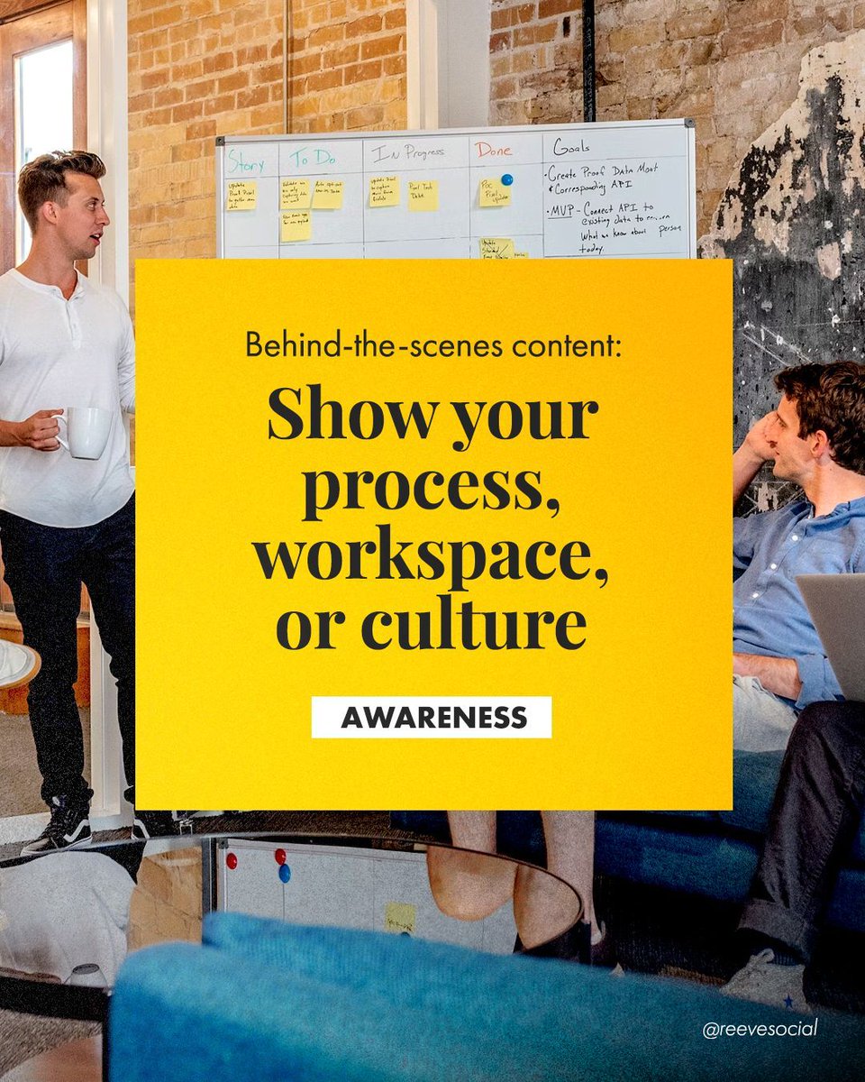 Social media that creates ➤ 𝗔𝘄𝗮𝗿𝗲𝗻𝗲𝘀𝘀

Try one of these this week to build your brands awareness online.

💡 Behind-the-scenes content: Show your process, workspace, or culture.

Purposeful social media, that creates impact. ®️✔️