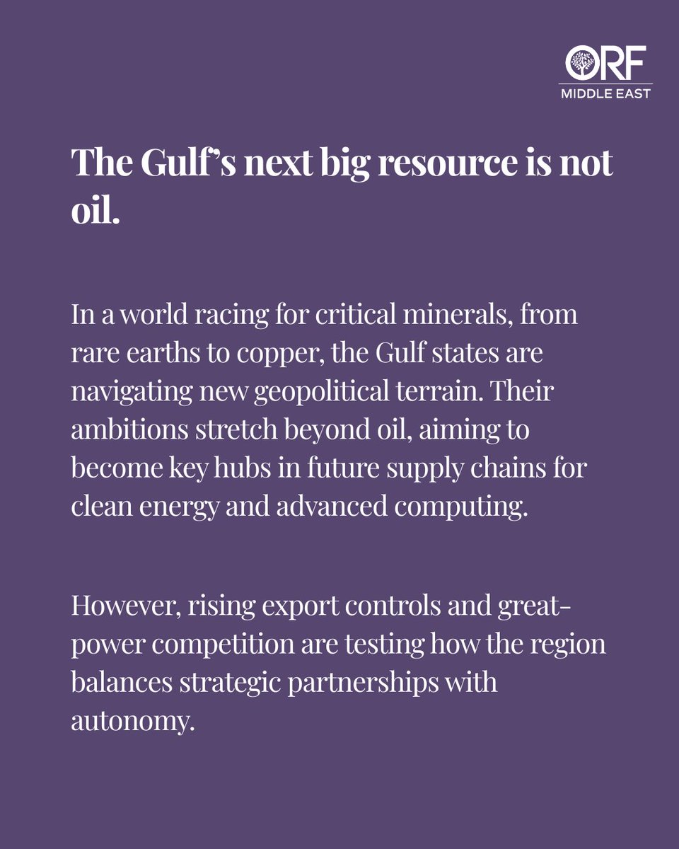 orfmiddleeast's tweet image. The clean #energy race runs on #minerals. The #Gulf wants a seat at the table.

In our latest Expert Speak, @AAboudouh explores how the region is balancing global competition for rare earths while building new #supplychain roles.