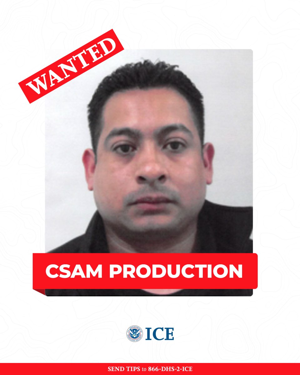 CHILD PREDATOR WANTED🚨

Ricardo Vega is a citizen of Mexico wanted for contacting underage girls online, sending them sexually abusive videos and images, and instructing them to reproduce the explicit material using themselves or their younger siblings. 

He also actively