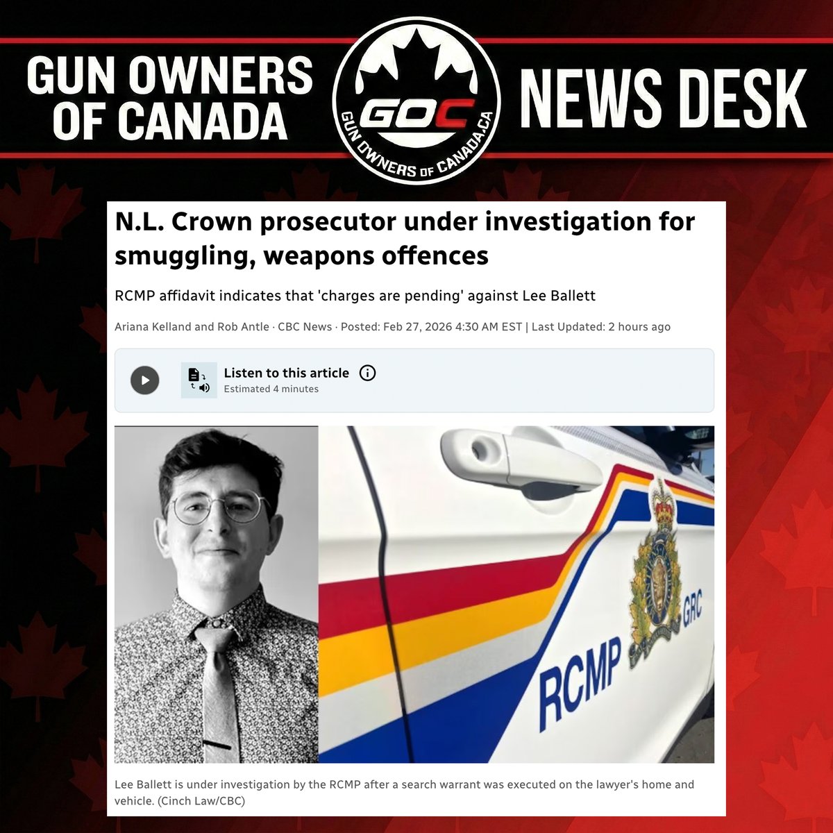 You just can't make this stuff up.

While Ottawa is spending hundreds of millions of our tax dollars trying to confiscate property from the most vetted, law-abiding citizens in the country through the ASFCP, guess who is currently under RCMP investigation for allegedly smuggling