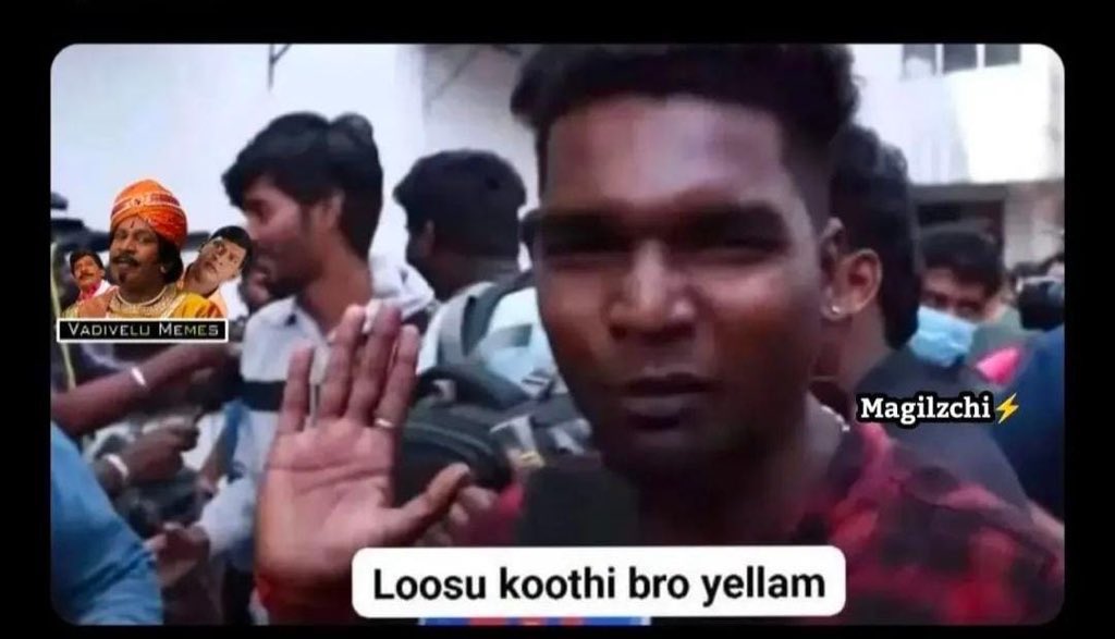 தலைவா,நீ சங்கீதாவ டிவோர்ஸ் பண்ணிட்டு வா,உங்களுக்காக நாங்க இருக்கோம் நாங்க கல்யாணம் பண்ணிக்கிறோம் ணு 

_சில தற்குறி முண்டைங்க இந்நேரம் ரீல்ஸ் வீடியோ எடுக்க ஆரம்பிச்சுடுவாங்களே 😒😒😒
