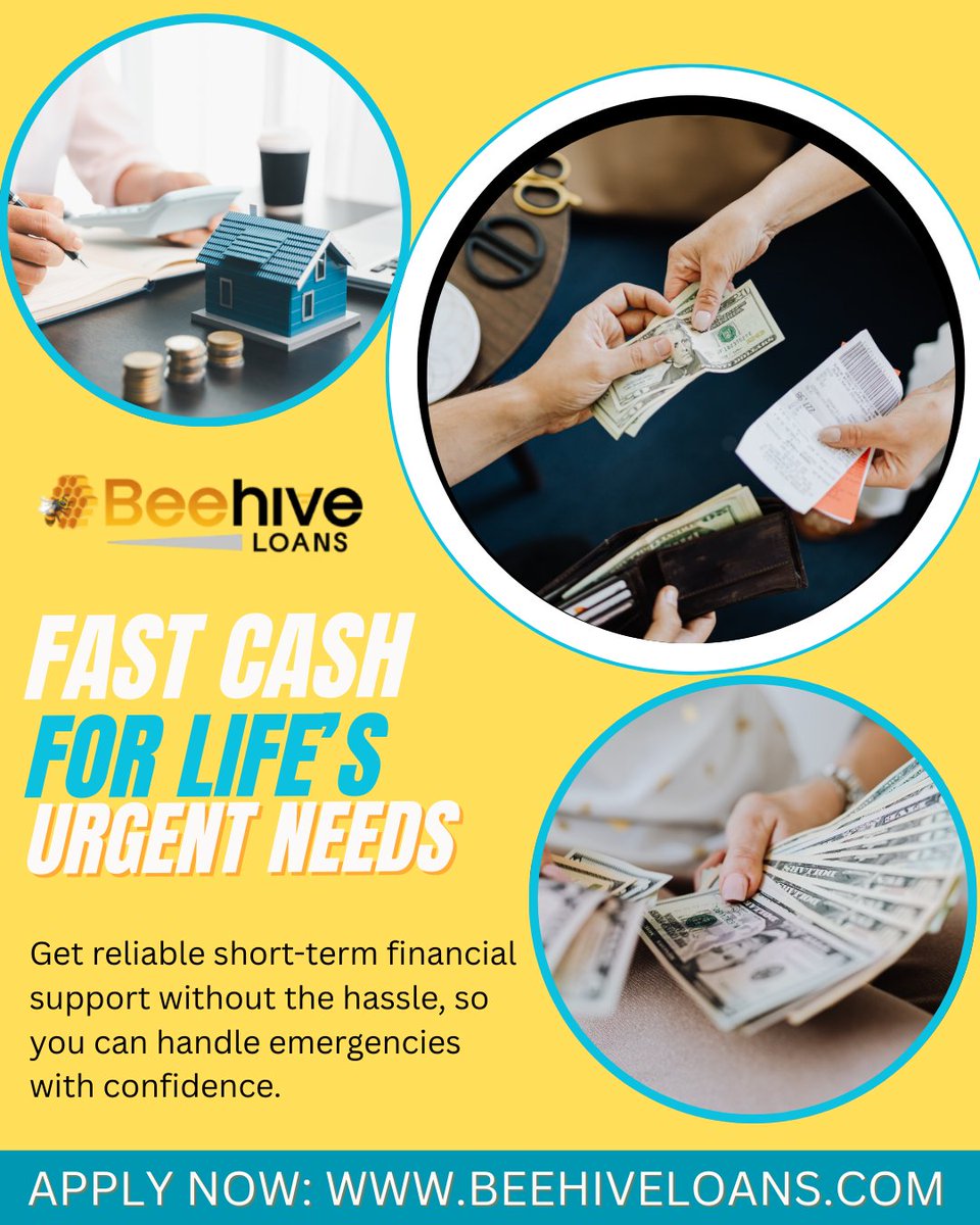 BeehiveLoans's tweet photo. Need fast cash for life’s urgent needs? 💸

Beehive Loans offers quick approvals and a simple process so you can handle emergencies with confidence.

Apply today: https://t.co/i8sPFafIrK

#FastCash #EmergencyLoan #QuickApproval #FinancialHelp #BeehiveLoans #MoneySupport https://t.co/ZnrC9lvg1Z