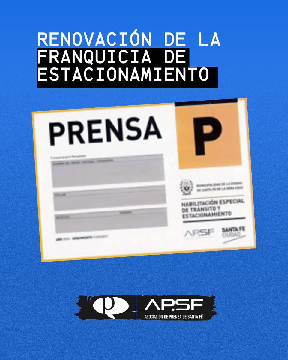▶️Renovación de la Franquicia de Estacionamiento
📆Vencimiento 31 de marzo
📄Acercá al sindicato la documentación detallada en nuestra web 🔗 apsf.org.ar/renovacion-de-…