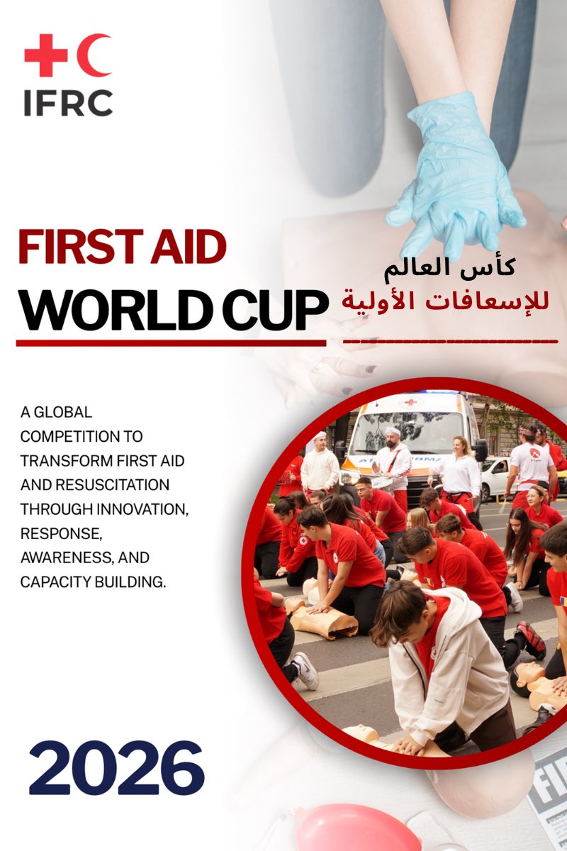 IFRC_MENA's tweet photo. "The First Aid World Cup – MENA Regional Qualifiers has officially begun this week. Eleven Red Cross Red CrescentNational Societies from the MENA region are competing across three First Aid challenges—innovation, scenario-based response, and public awareness campaigns. 

Only one winning National Society for each challenge will advance to the global finals to compete with qualifiers from other @IFRC region. 

Wishing the best for all.