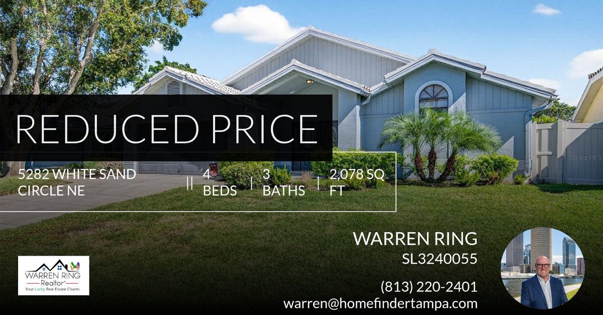 warrenring's tweet photo. 📍 Reduced Price 📍 This recently reduced home at 5282 White Sand Circle Ne in St Petersburg won't last long, so, don't wait to set up a showing! Reach out here or at (813) 220-2401 for more information!

Cheers,

Warren

Warren Ri... https://t.co/WEUxpUMYoj https://t.co/SNqfD3hbG5