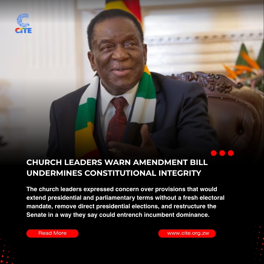 Church leaders have strongly opposed the proposed Constitution of Zimbabwe (Amendment) Bill No. 3 of 2026, warning it could weaken the spirit of the 2013 Constitution and concentrate power without a public referendum. The Zimbabwe Heads of Christian Denominations say the changes