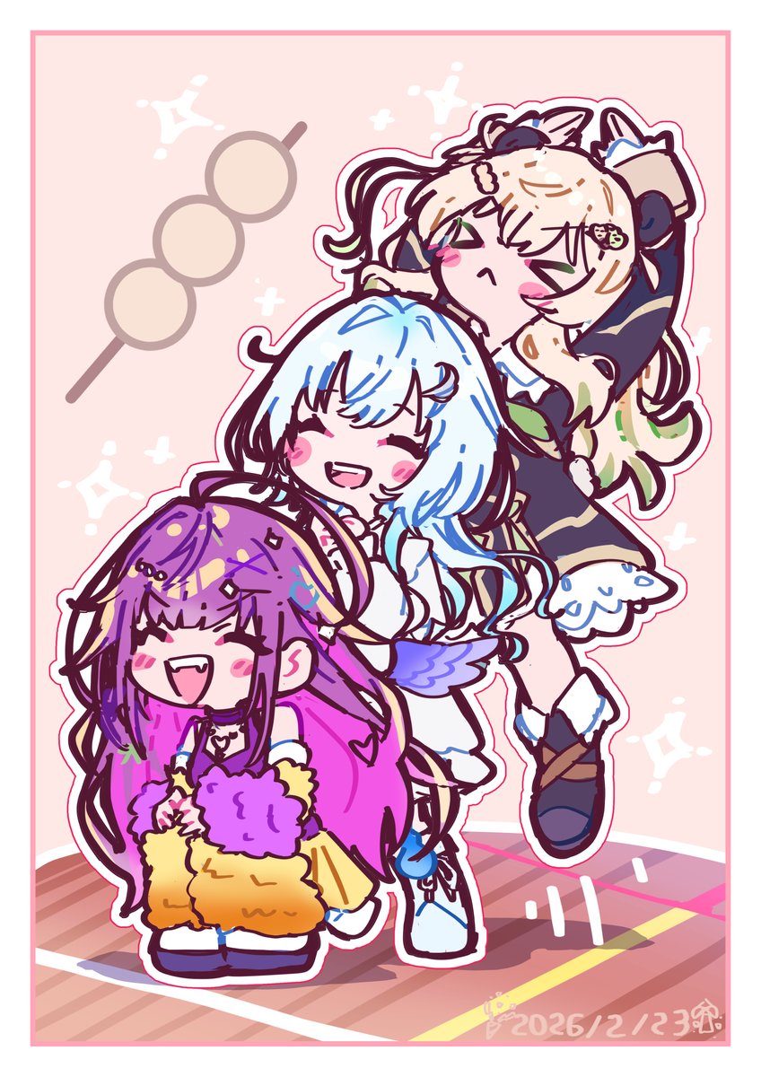 🎉#うるぱんおばけ3Dお披露目
　　おめでとうございました！！🎊

身長逆順のだんご３兄弟がツボです🍡
#ささはあーと
#かすか絵
#りりピクチャ