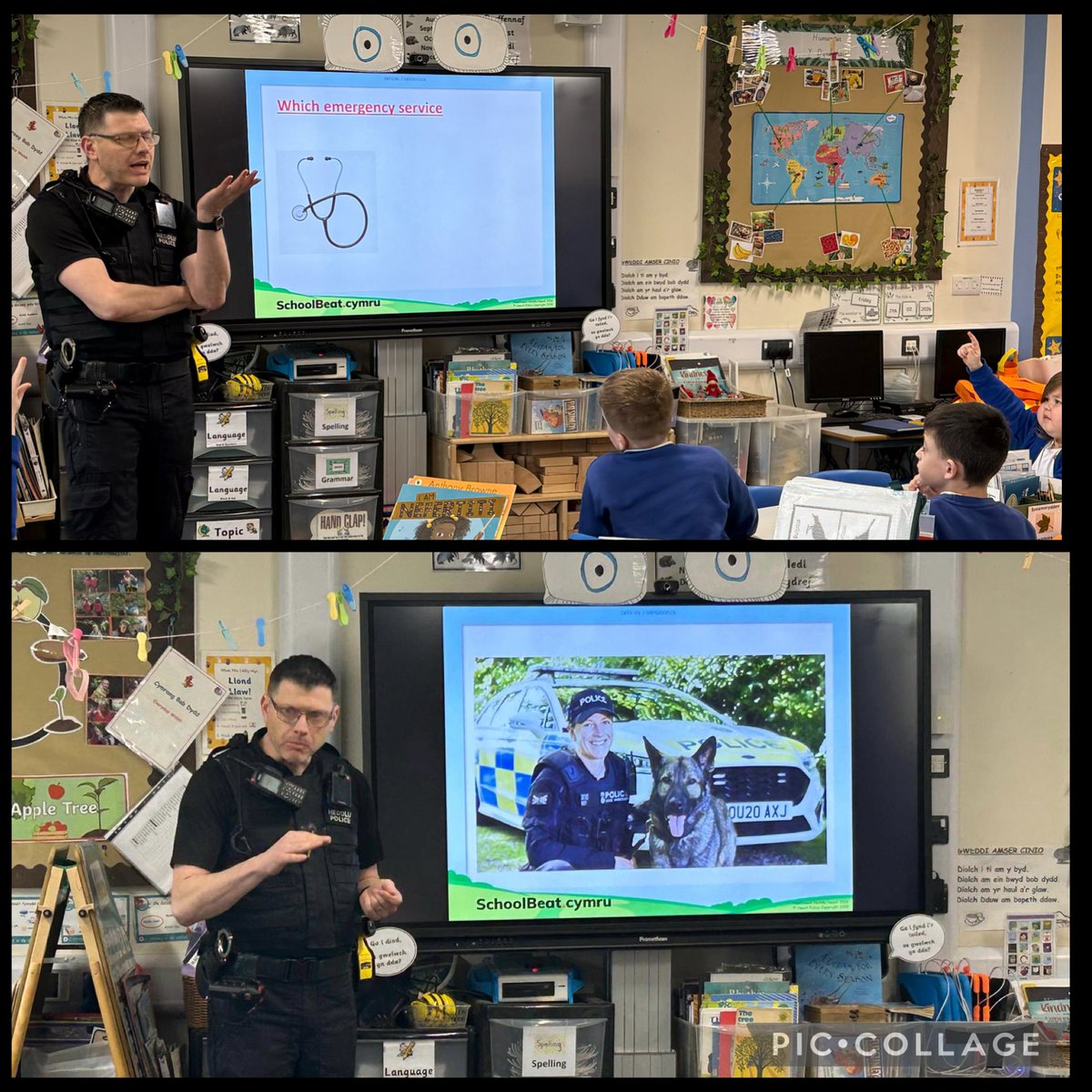 rhosstreet's tweet photo. Year 1 & 2 each enjoyed informative sessions with our police liaison officer, PC Craig this morning learning about what emergency means, who can help in an emergency, all the different ways emergency services can help, and what to do in an emergency. 👮♀️ #RSSwb #RSScfw https://t.co/3L2UIlwRFN