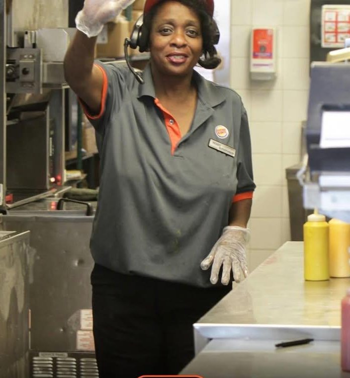 Burger King fires loyal 24 year worker for taking fries and drink with her allowed sandwich. Court rules no theft intent, firing too harsh; Awards her $46k.