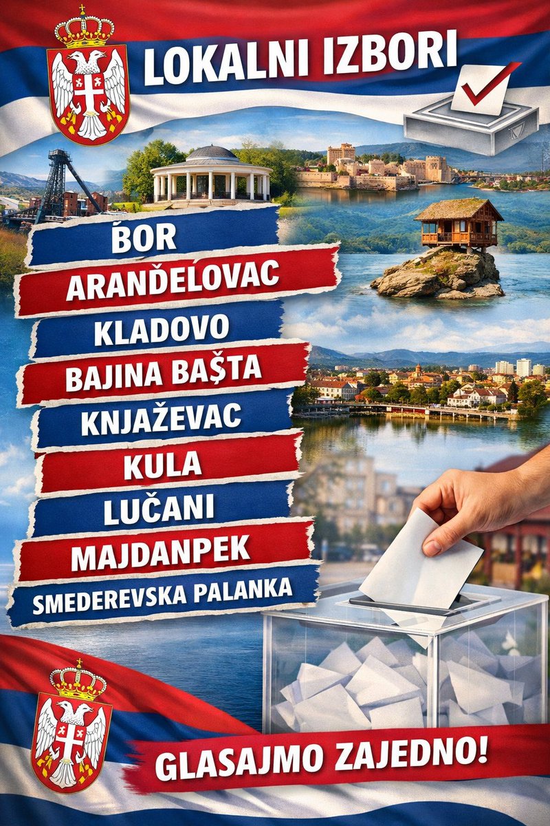 NikolaPesic99's tweet image. Lokalni izbori su prilika da se čuje glas svakog građanina 
Bor, Aranđelovac, Kladovo, Bajina Bašta, Knjaževac, Kula, Lučani, Majdanpek i Smederevska Palanka – sada je vreme da odlučujemo o budućnosti svojih gradova.
#izbori #aleksandarvucic #prilika #srbija #buducnost @avucic
