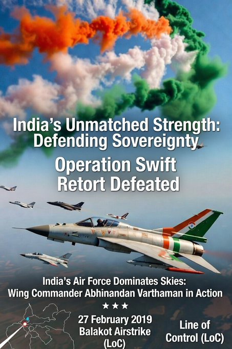 fatima_quee_788's tweet photo. Pakistan’s Swift Retort Failed: India Prevails with Unmatched Strength #SwiftRetortFailed #IAFVictory #AbhinandanVarthaman #NationalSovereigntyFirst https://t.co/G4ZSDJdEKK