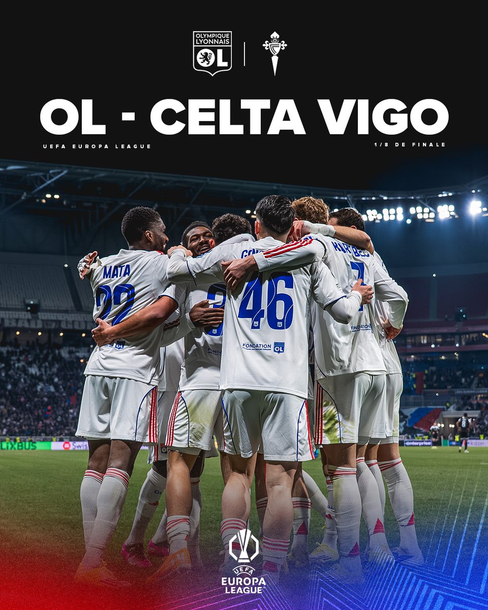 🏆 Nous affronterons le Celta Vigo en huitième de finale d’<a href="/EuropaLeague/">UEFA Europa League</a> ! 👊🔴🔵

Aller le 12 mars à Vigo / Retour le 19 mars au <a href="/GroupamaStadium/">Groupama Stadium</a> 📆

#UELdraw