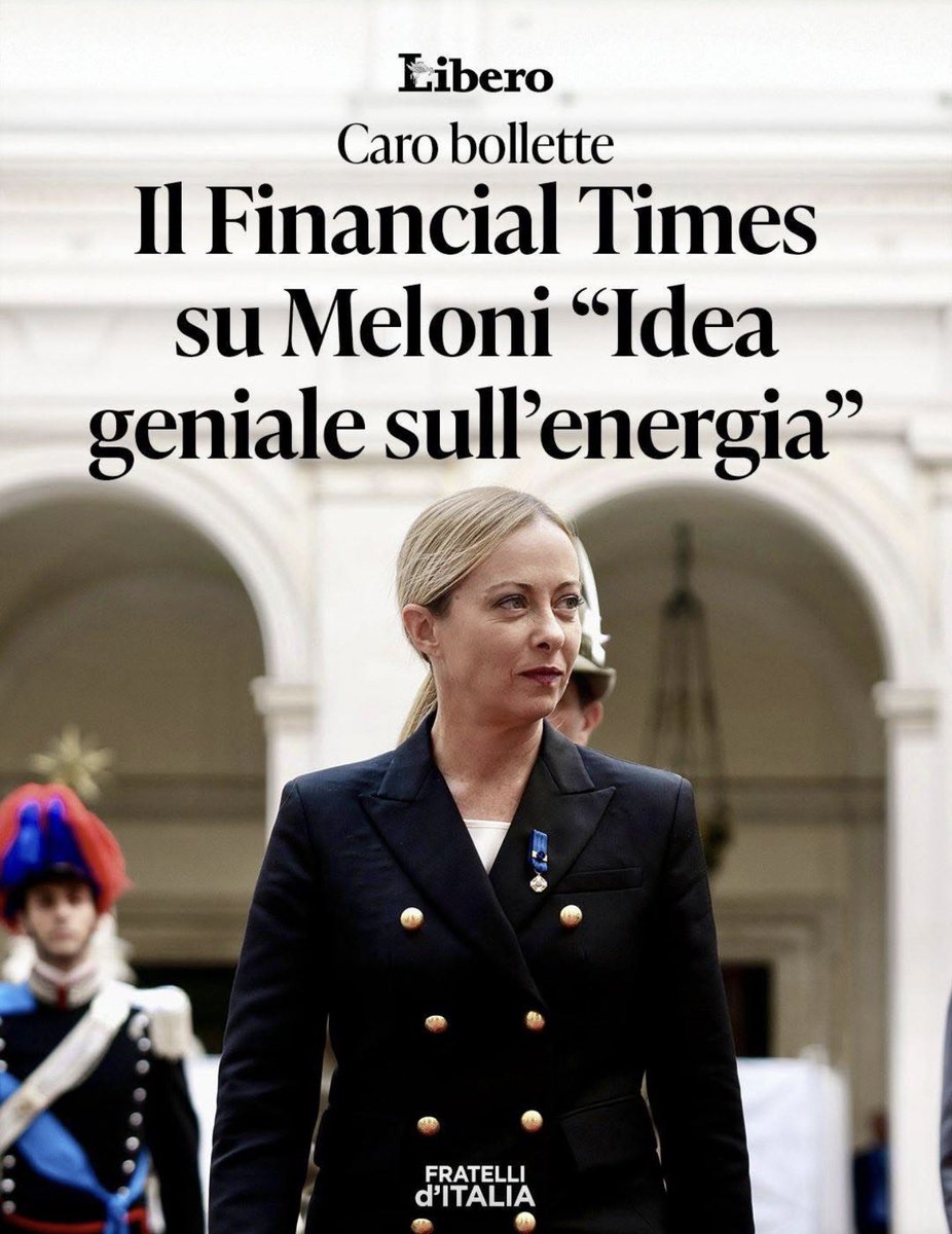 LucioMalan's tweet photo. Mentre la sinistra italiana continua con la fandonia dell’”Italia isolata”, ancora una volta una grande testata internazionale, questa volta il Financial Times - uno dei tre giornali economico finanziari più importanti del mondo, riconosce che la nostra Nazione è protagonista e riferimento in Europa, in quanto apre la strada per una stabile riduzione del costo dell’energia, grazie alla proposta del Governo Meloni per rivedere il funzionamento del mercato elettrico e abbassare le bollette. 

Un segnale importante che dimostra come la nostra Nazione stia portando in Europa soluzioni concrete per difendere famiglie e imprese dal caro energia.

Prezzi più sostenibili, maggiore competitività per le imprese e un peso minore sulle tasche degli italiani. L’Italia cambia passo.