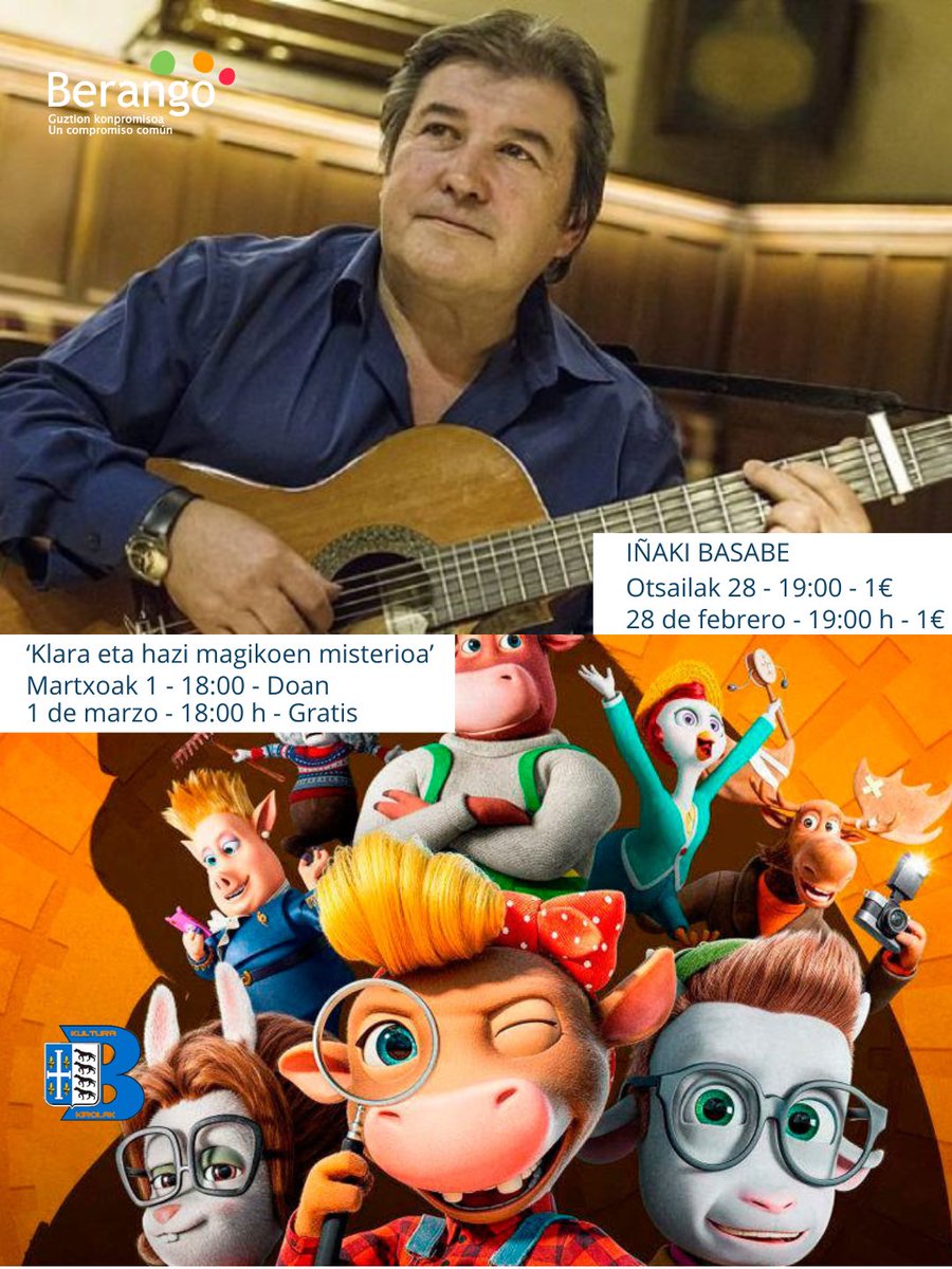 🎶🎞️ Musika eta haurrentzako zinema asteburu honetan Fernando Ansoleaga Antzokian.

🎶🎞️ Música y cine infantil este fin de semana en el Fernando Ansoleaga Antzokia.

 #berango #antzokia #kultura #cultura #uribekosta