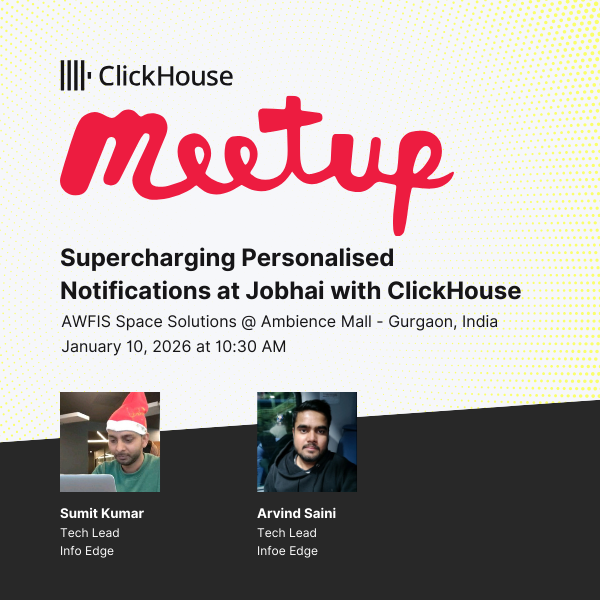 thedeceptio's tweet photo. Gave a talk at the ClickHouse Gurgaon meetup on scaling personalised notifications at JobHai.

We handle large scale data + real-time personalization every morning for millions of users. Shared how we built the pipeline, what broke, and how we optimized it using ClickHouse.

Good discussions with the data folks there.
