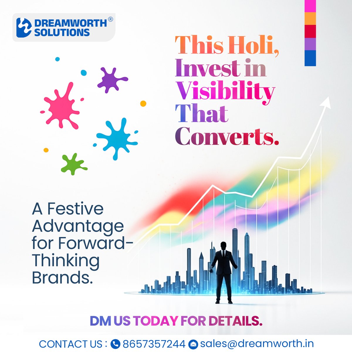 DreamworthIn's tweet photo. This Holi, invest in visibility that converts. 🎯

Dreamworth Solutions offers integrated growth solutions — 📱 Social Media | 📊 Performance Marketing | 📍 Geo-Fencing | 📰 PR | 🌐 SEO &amp; Website Optimization

Visit this link for details: https://t.co/rPFnx89wBn https://t.co/xq1yAJSRWg