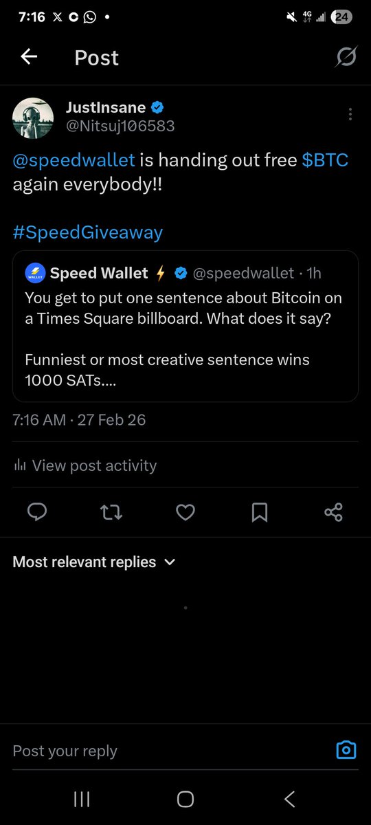 Nitsuj106583's tweet photo. @speedwallet "Get in where you fit in, the future is here..."
@cryptoweb2026
@cryptofergani
@michael_floatin
#speedwallet #weekendgiveaway #bitcoin #earnbitcoin https://t.co/liqvK1s5BJ