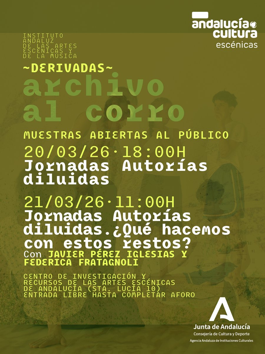 CulturaCuenta's tweet photo. #Derivadas Muestras abiertas al público en el Centro de Investigación de las Artes Escénicas de Andalucía #CIRAE #Sevilla  

📌 20 MARZO, 18h
📌 21 MARZO, 11h

Entrada libre hasta completar aforo
https://t.co/R8NVJKGjiX

@CulturaAND @JuntaSevilla @SevillaOcio @susyqdanza https://t.co/uTcBYvLUNz