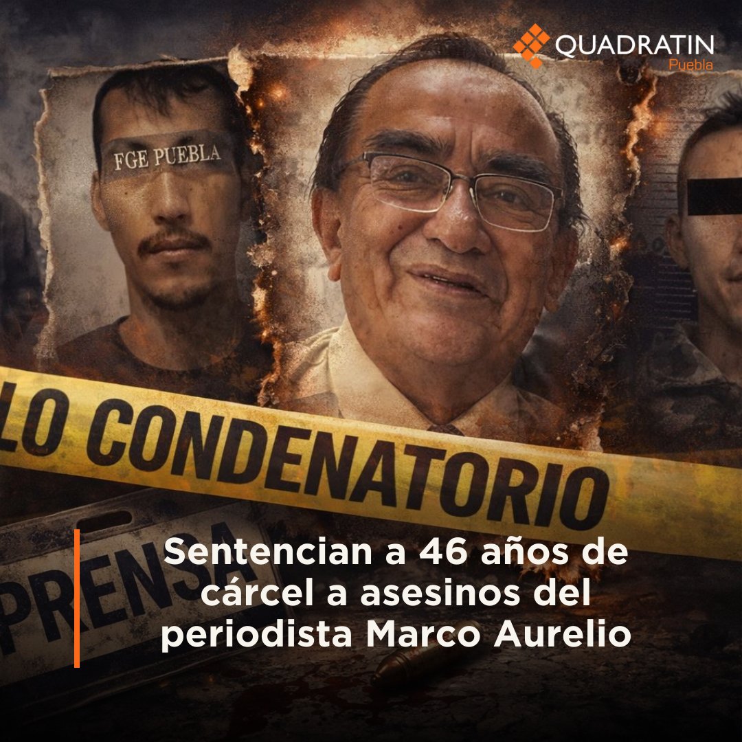 ⚖ #Justicia | Sentencian a 46 años de cárcel a asesinos del periodista Marco Aurelio

🔶 #LoVíEnQuadratín 🔗 puebla.quadratin.com.mx/sentencian-a-4…