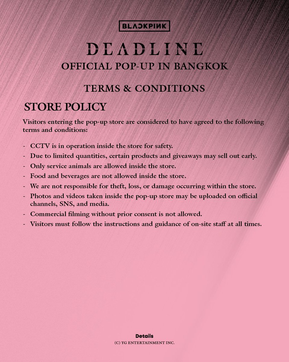 BLACKPINKPOPUP_'s tweet photo. BLACKPINK DEADLINE OFFICIAL POP-UP IN BANGKOK

📢 DETAILED INFORMATION

🗓️ 2026. 02. 28. (SAT) - 2026. 03. 29. (SUN)
⏰ 10:00 - 22:00 (UTC+7)
📍 Creative Space 3rd Fl. Siam Discovery

#BLACKPINK #블랙핑크 #DEADLINE
#BLACKPINK_POPUP #블랙핑크팝업
#BLACKPINK_POPUP_IN_BANGKOK https://t.co/0qIVjpRcIj